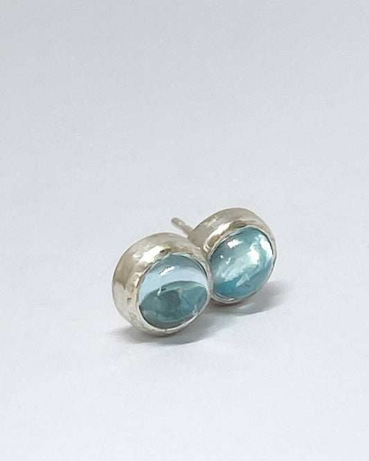 Gemstone Stud Earrings - 6mm Swiss Blue Topaz