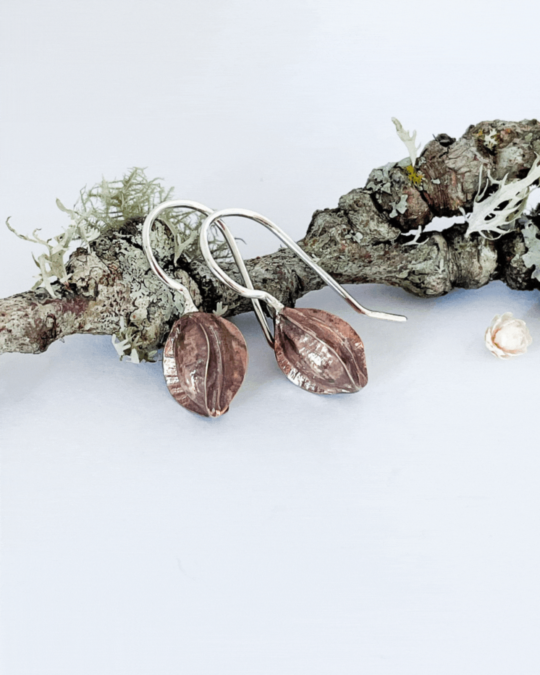 Kowhai Pod Drop Earrings | Medium | Sterling Silver + Bronze