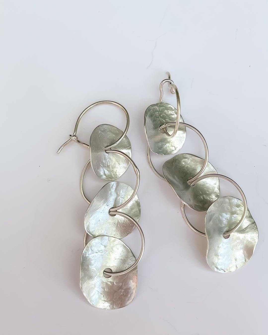 Abstract Disc Hoop Earrings #7c in Sterling Silver - HerbertandWilks Jewellery