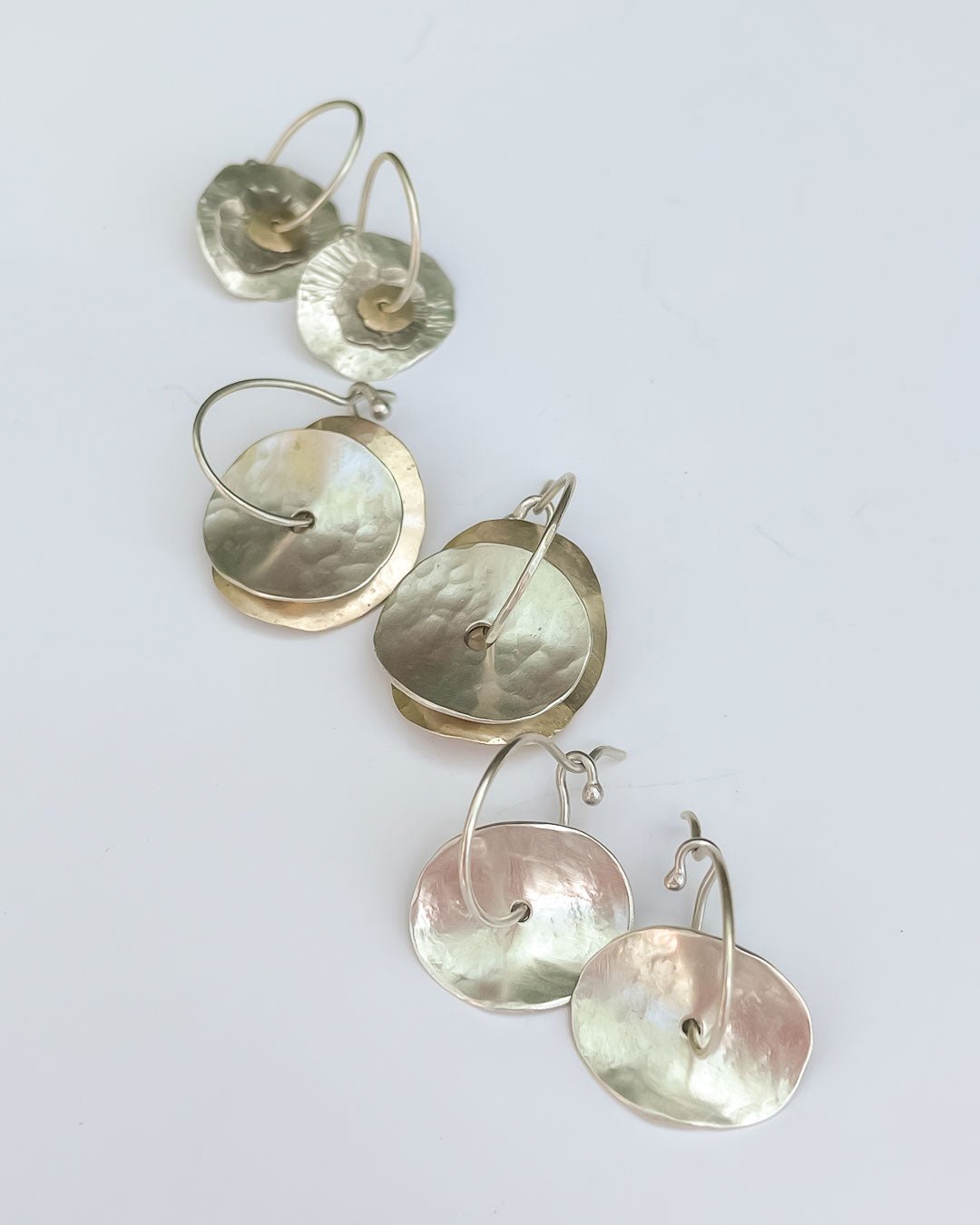 Abstract Disc Hoop Earrings #7c in Sterling Silver - HerbertandWilks Jewellery