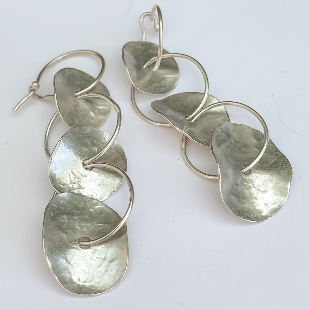 Abstract Disc Hoop Earrings #7c in Sterling Silver - HerbertandWilks Jewellery