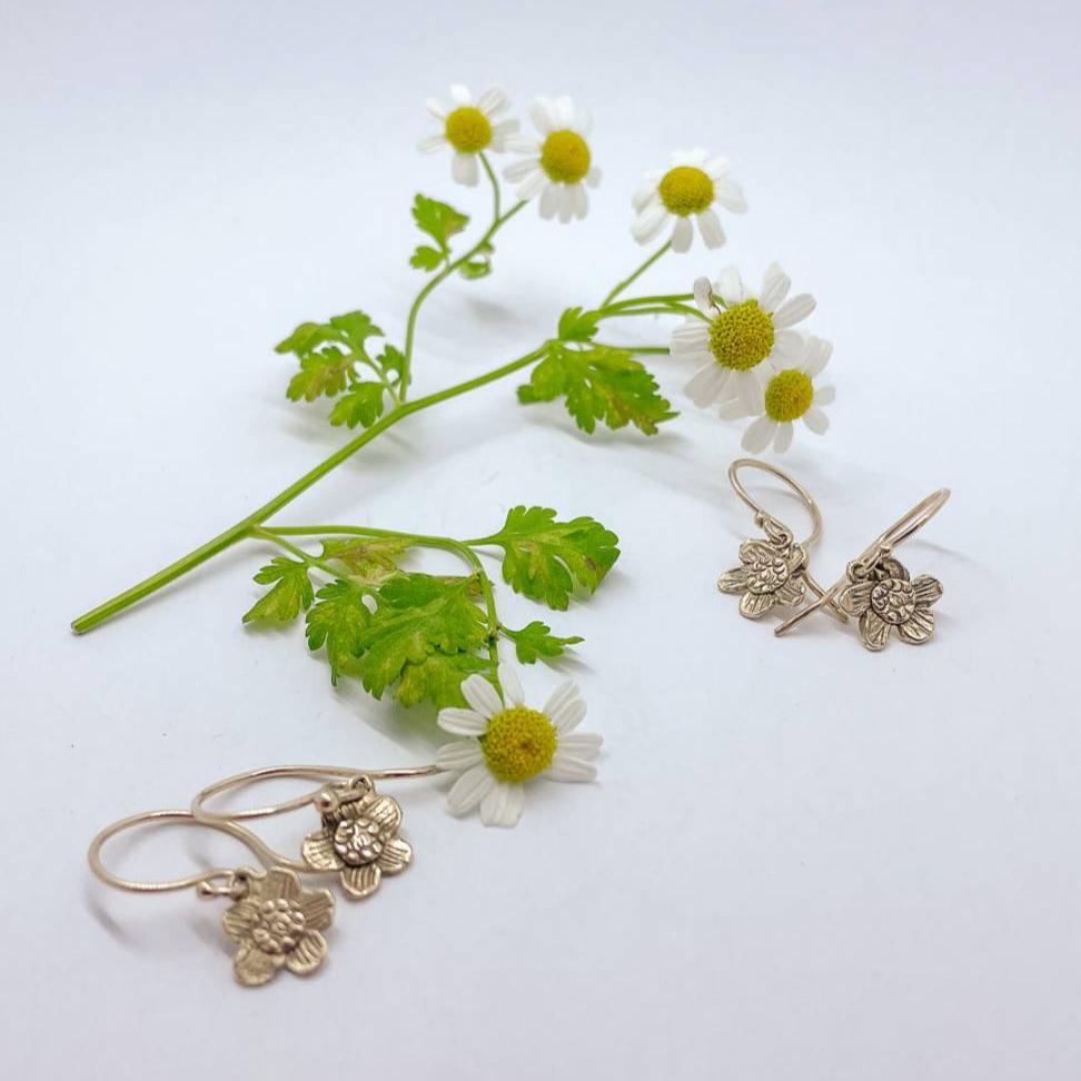 Alpine Daisy Charm Dangle Earrings | 9ct Solid Yellow Gold - HerbertandWilks Jewellery