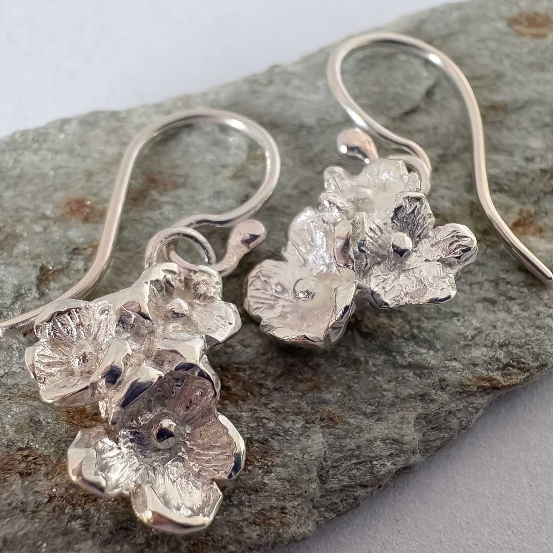 Dainty Flower Bouquet Dangle Earrings in Sterling Silver - HerbertandWilks Jewellery