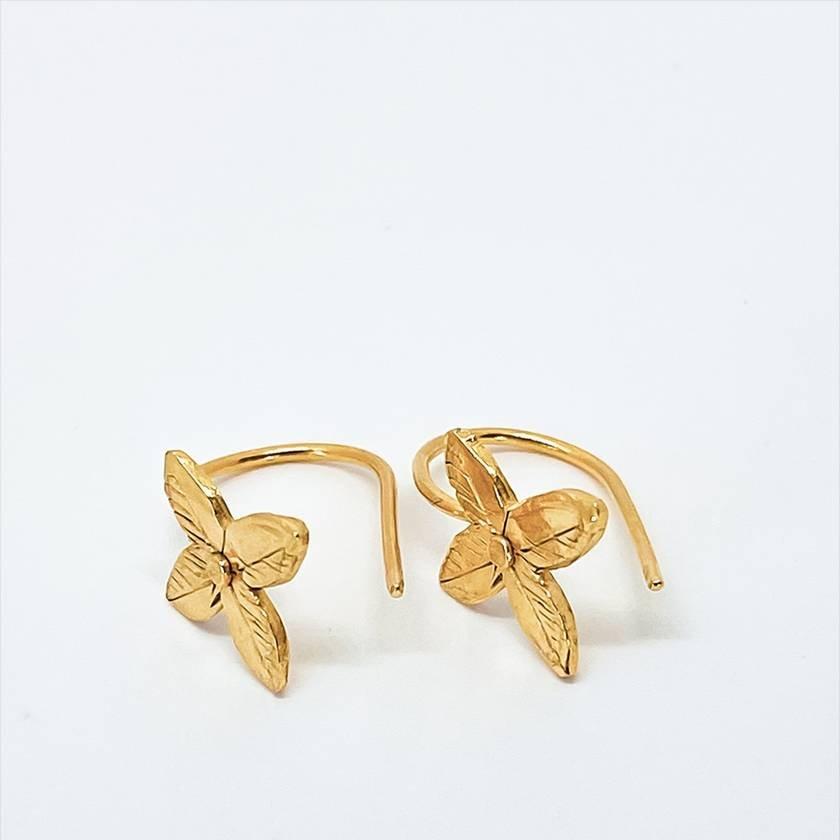 Four Petal Flower Hoop Earrings - Gold Vermeil - HerbertandWilks Jewellery