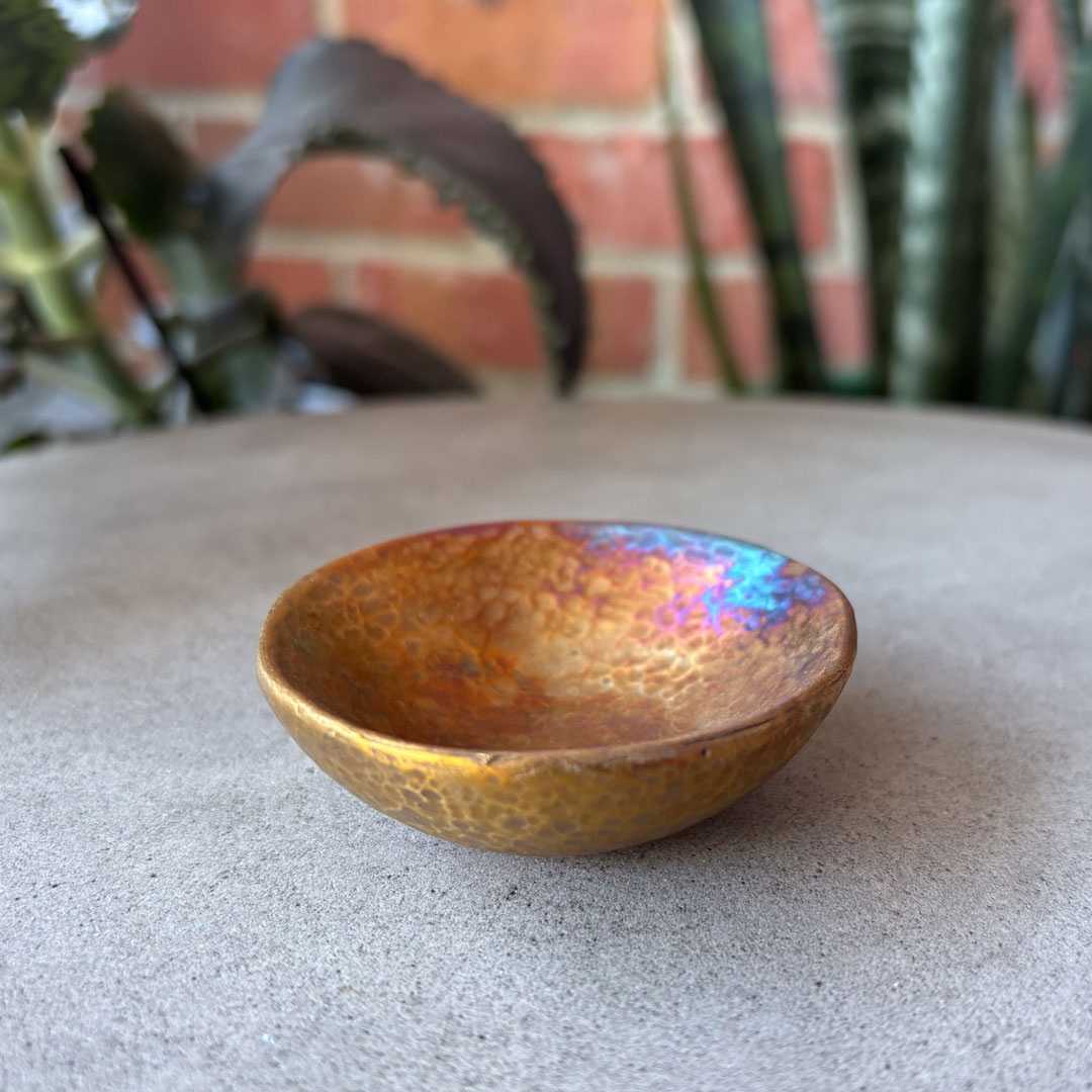 Handmade Cast Bronze Textured Bowl - Vide Poche - Rich Caramel - HerbertandWilks Jewellery
