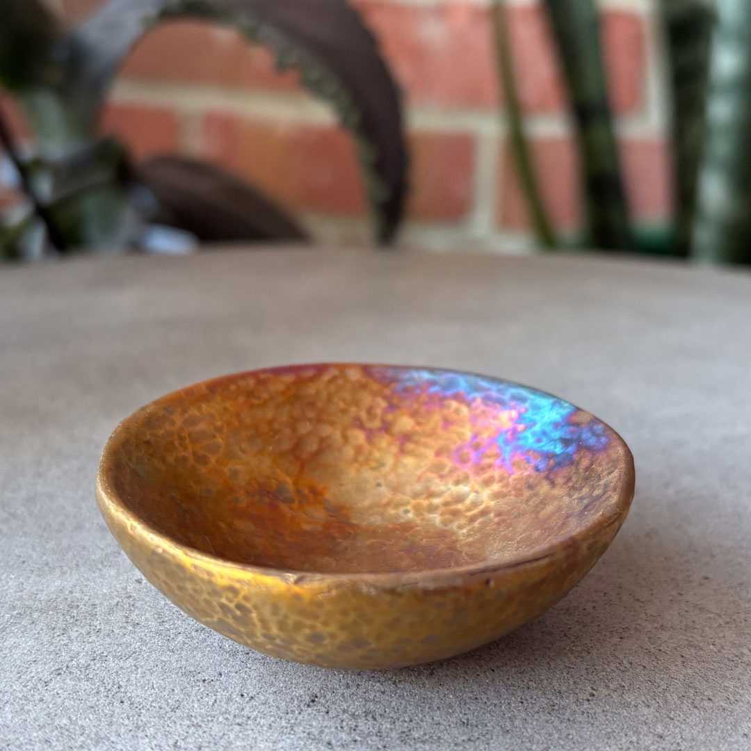 Handmade Cast Bronze Textured Bowl - Vide Poche - Rich Caramel - HerbertandWilks Jewellery