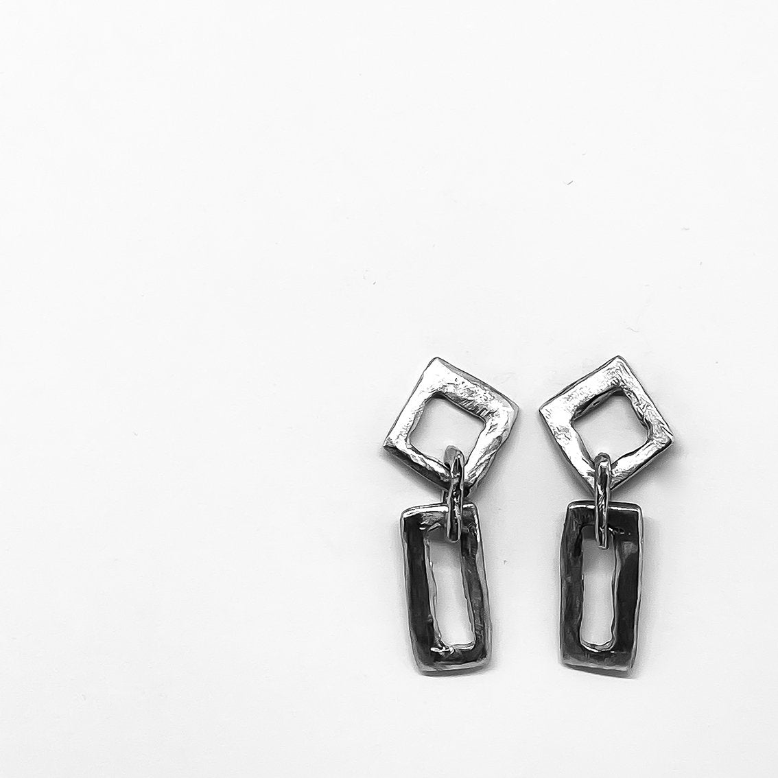 Modernist Earrings No. 3 - Geometric Cutout Drop Earrings in Sterling Silver - HerbertandWilks Jewellery