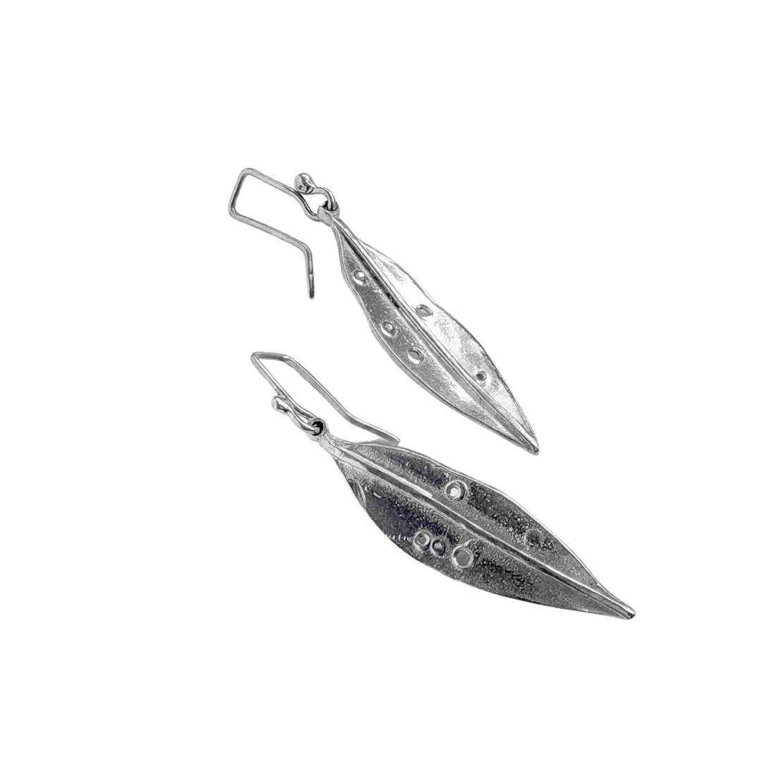 Pohutukawa Leaf Pendant Earrings | Sterling Silver | Long - HerbertandWilks Jewellery