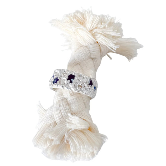 Sapphire Ring in Sterling Silver – Flow Wide Band (No. 21, Size M½) - HerbertandWilks Jewellery