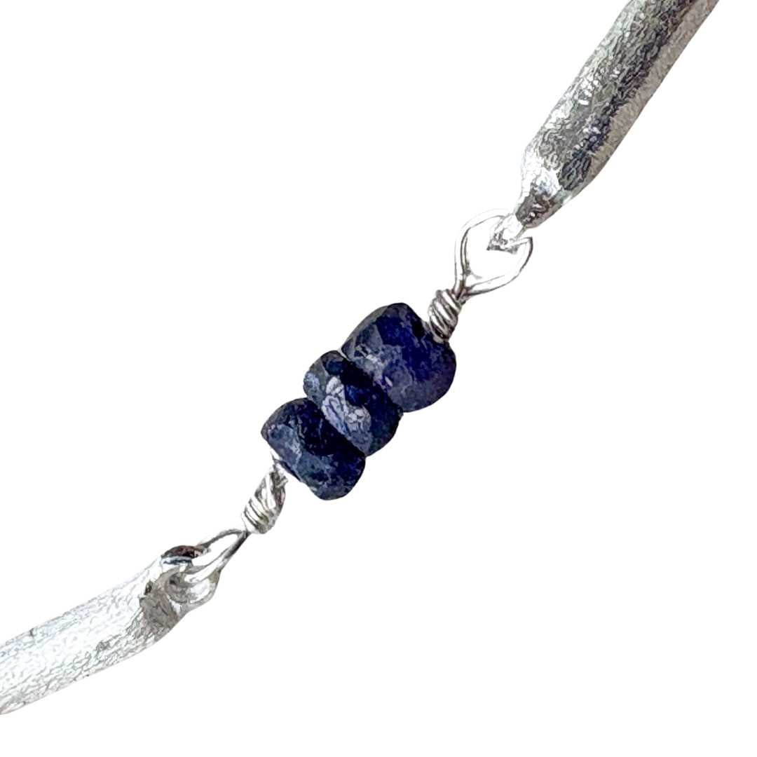 September birthstone necklace - natural blue sapphires in sterling silver chain