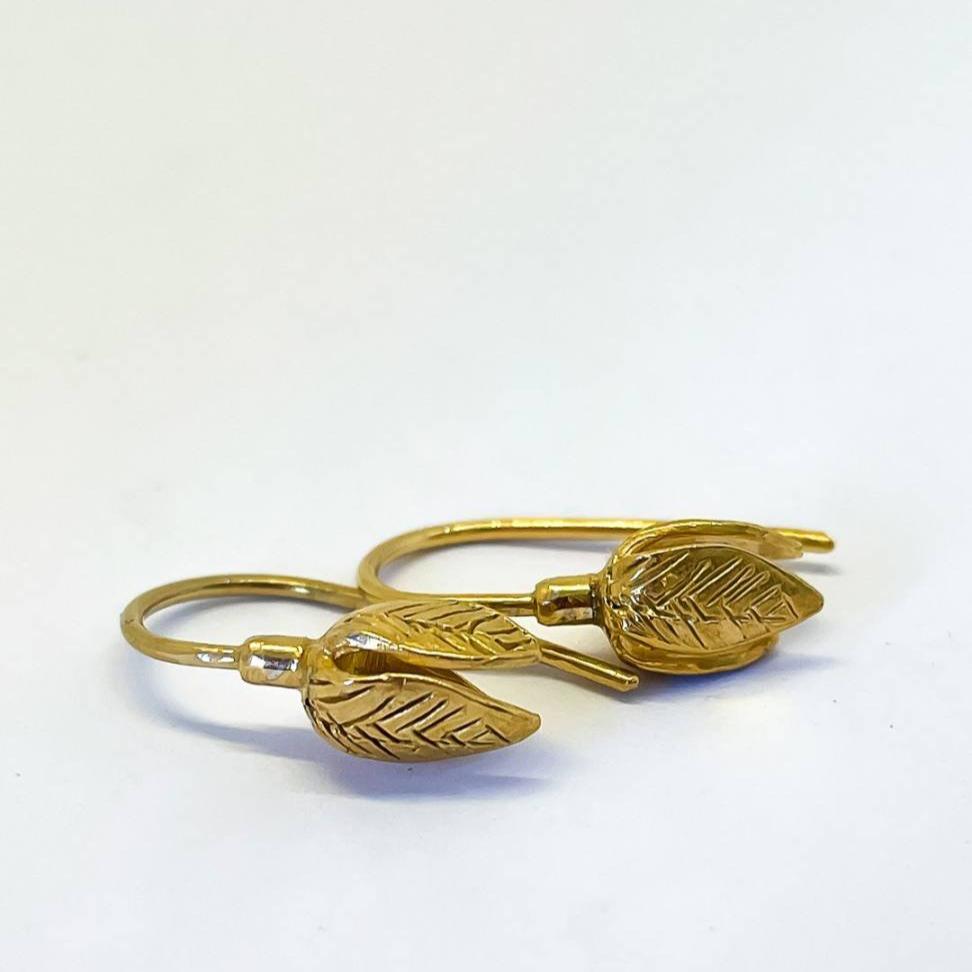 Stylised Golden Snowdrop Flower Earrings in 18ct Gold Plate - HerbertandWilks Jewellery