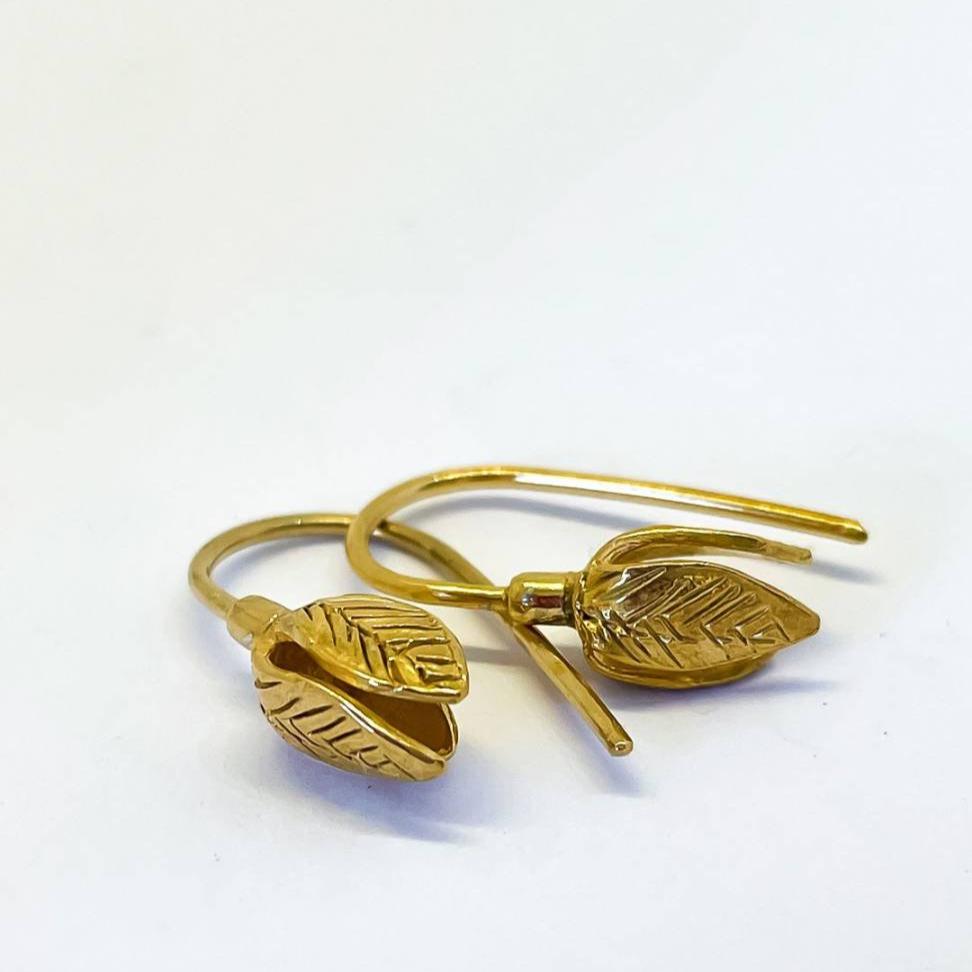 Stylised Golden Snowdrop Flower Earrings in 18ct Gold Plate - HerbertandWilks Jewellery