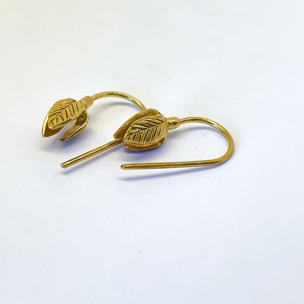 Stylised Golden Snowdrop Flower Earrings in 18ct Gold Plate - HerbertandWilks Jewellery