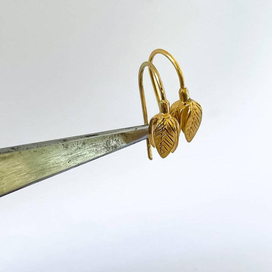 Stylised Golden Snowdrop Flower Earrings in 18ct Gold Plate - HerbertandWilks Jewellery