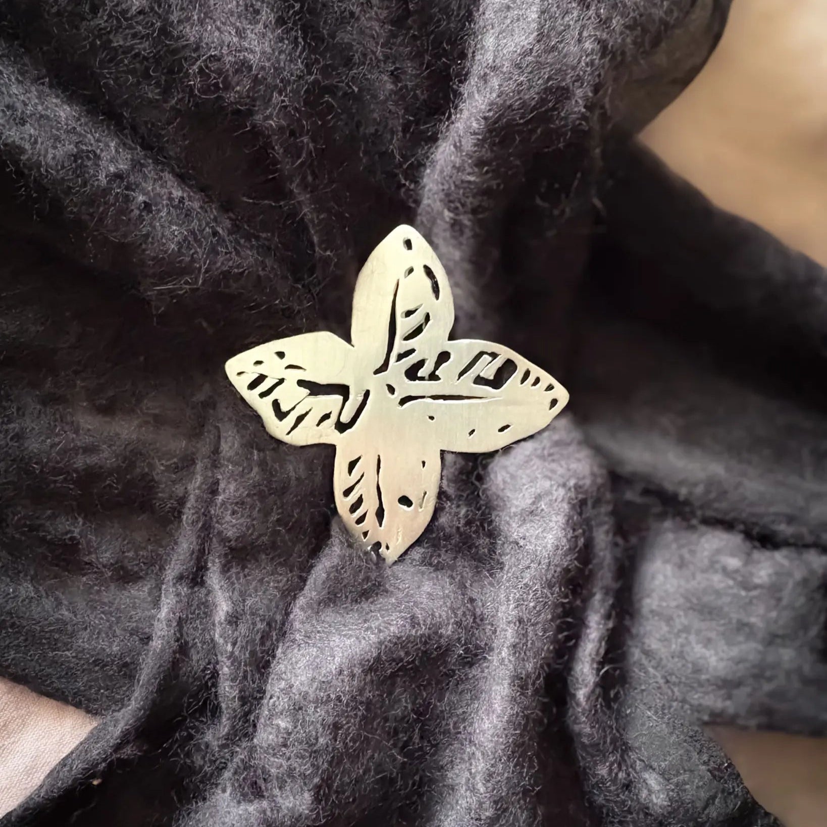 The Origin Brooch – Four - Petal Geometric Flower in Sterling Silver - HerbertandWilks Jewellery