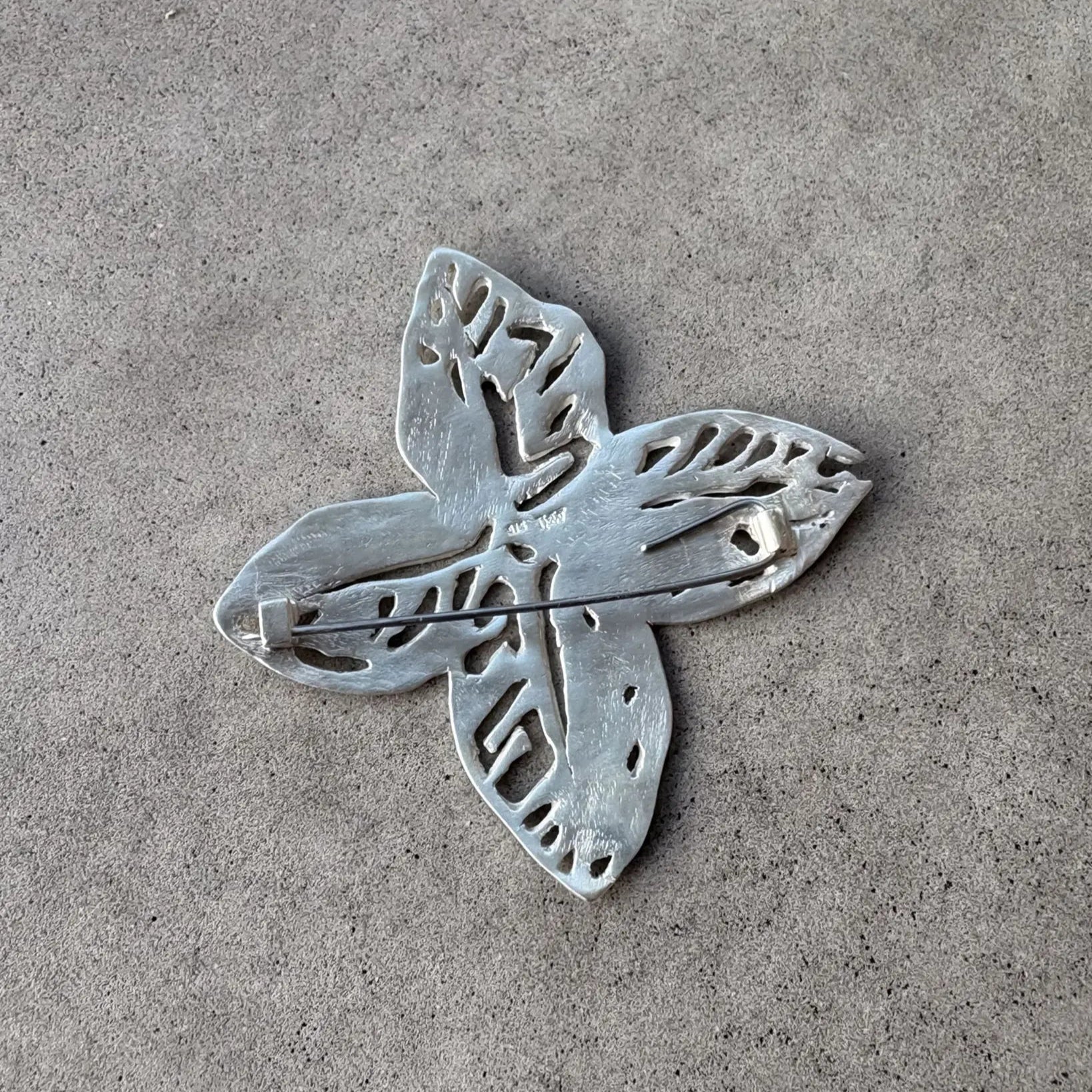 The Origin Brooch – Four - Petal Geometric Flower in Sterling Silver - HerbertandWilks Jewellery