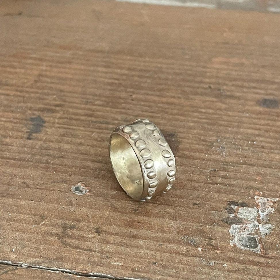 Wide Textured Band in 9ct Yellow Gold - Fluid Ring - V3 - HerbertandWilks Jewellery