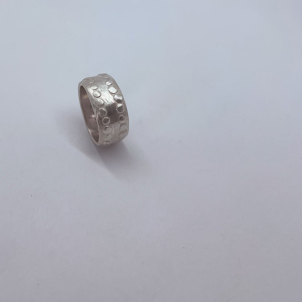 Wide Textured Band in Sterling Silver - Fluid Ring - V3 - HerbertandWilks Jewellery