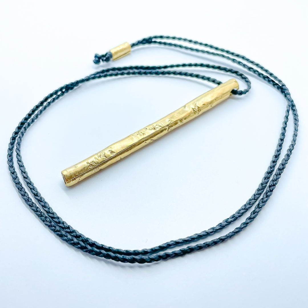 Wrapped Cylindrical Pendant - 18ct Gold Plate - HerbertandWilks Jewellery