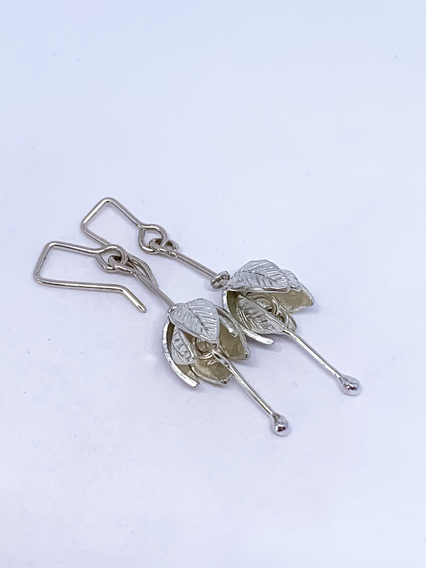 Stylised Fuchsia Flower Pendant Earrings in Sterling Silver