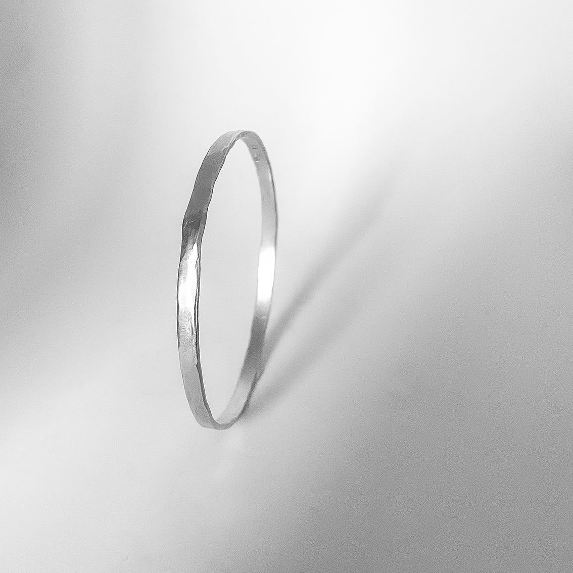 Sterling Silver Organic Textured Flat Bangle Side Profile