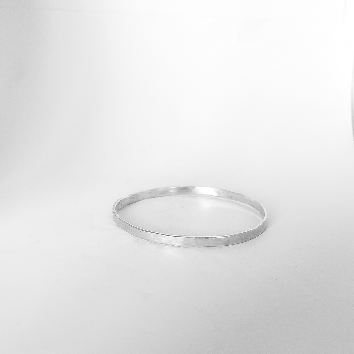 Sterling Silver Organic Textured Flat Bangle