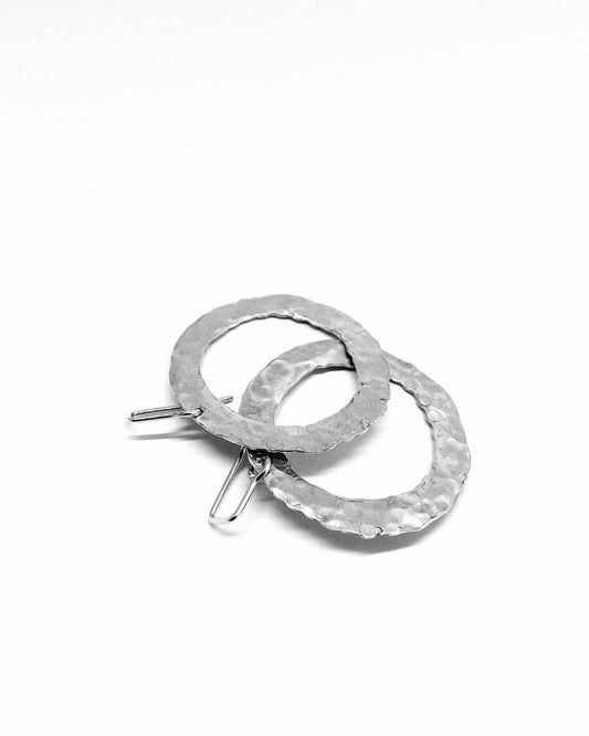 Textured Circle Hoop Earrings | Hooks | Sterling Silver
