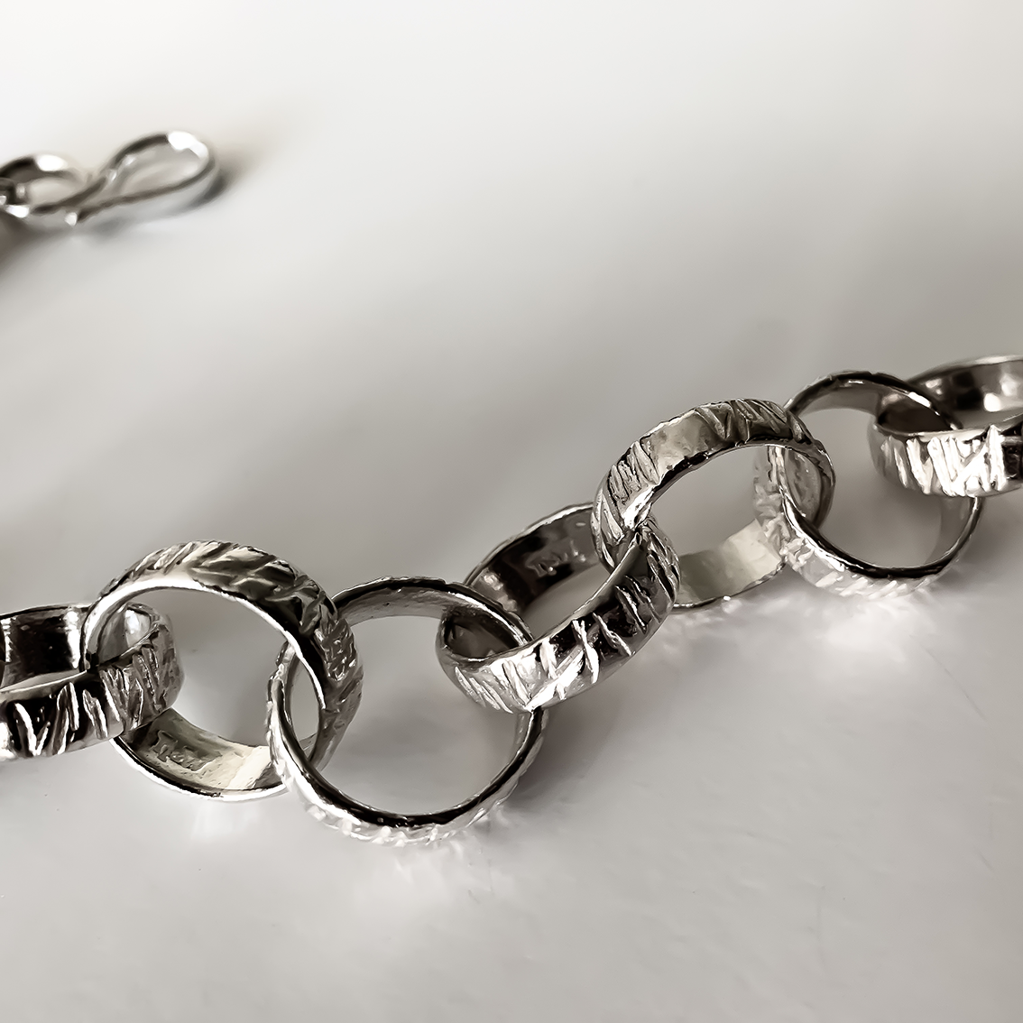 Counting Giants - Heavy Circle Link Chain Bracelet - Sterling Silver + Bronze