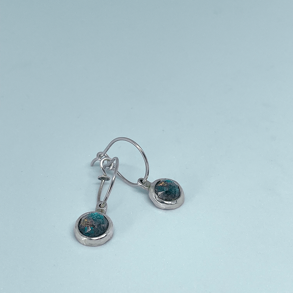 Hoop Earrings with Charms | Celestial Charms | Sterling + Labradorite