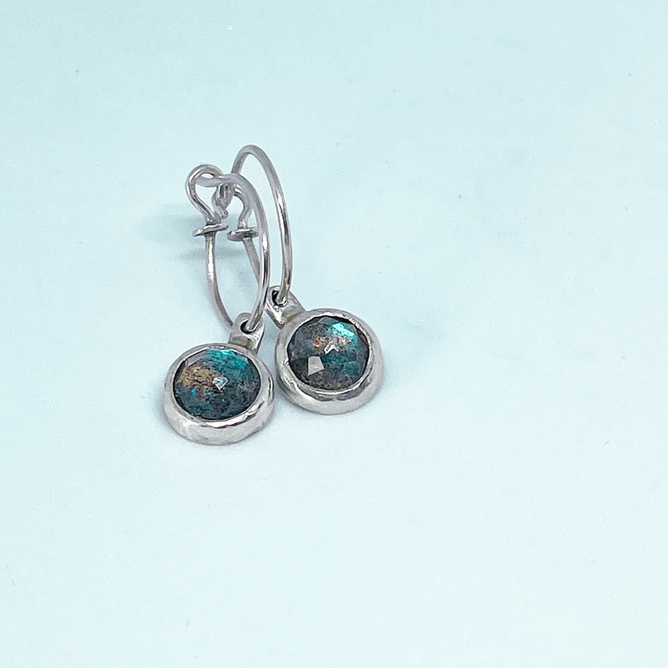 Hoop Earrings with Charms | Celestial Charms | Sterling + Labradorite