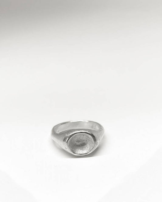 the enchanting Selene Signet Ring. Handcrafted in sterling silver, with its celestial-inspired concave face