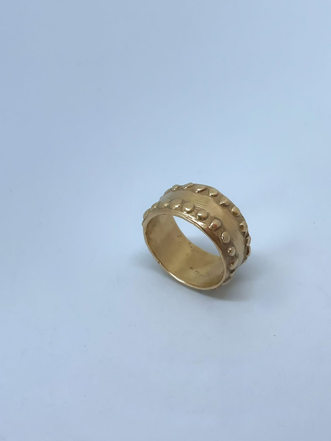 Wide Textured Band in 9ct Yellow Gold - Fluid Ring - V3