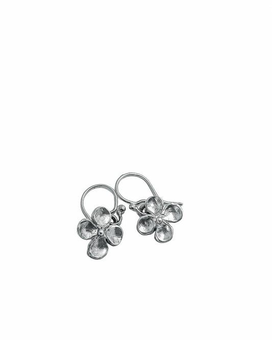 A pair of sterling silver hydrangea flower dangle earrings