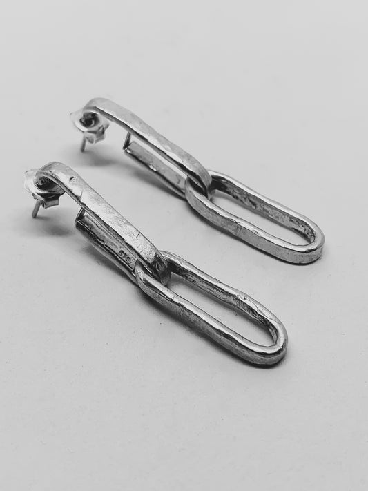 Chain Link Earrings in Sterling Silver - V1