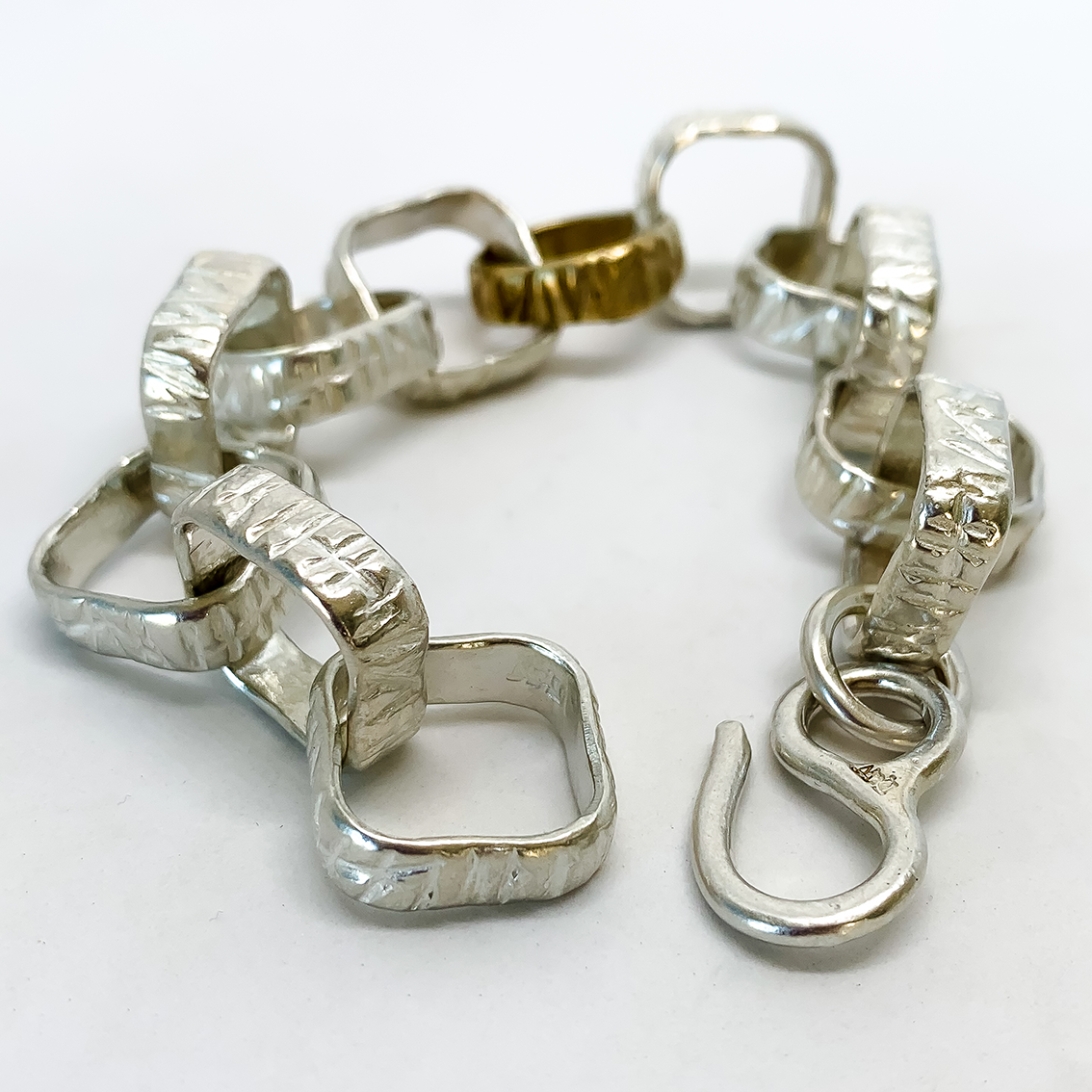 Counting Giants Heavy Square Link Chain Bracelet - Sterling Silver + Bronze