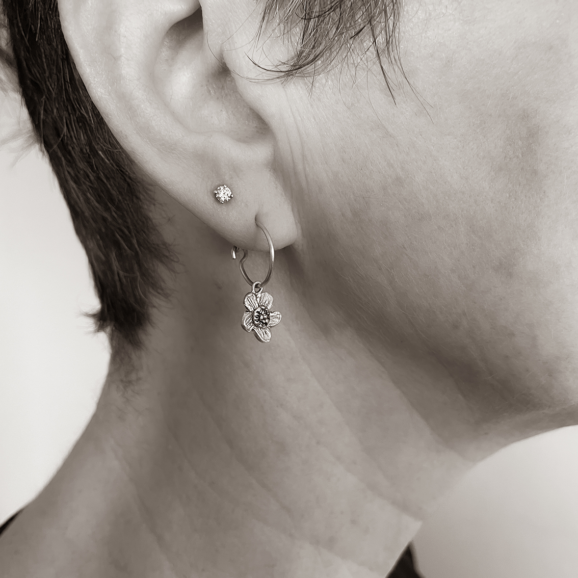 Hoop Earrings with Charms | Alpine Daisy Charms