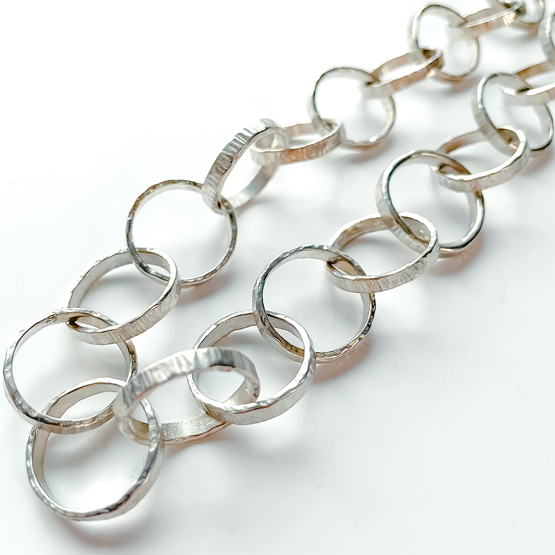 Heavy Textured Link Chain Necklace in Sterling Silver