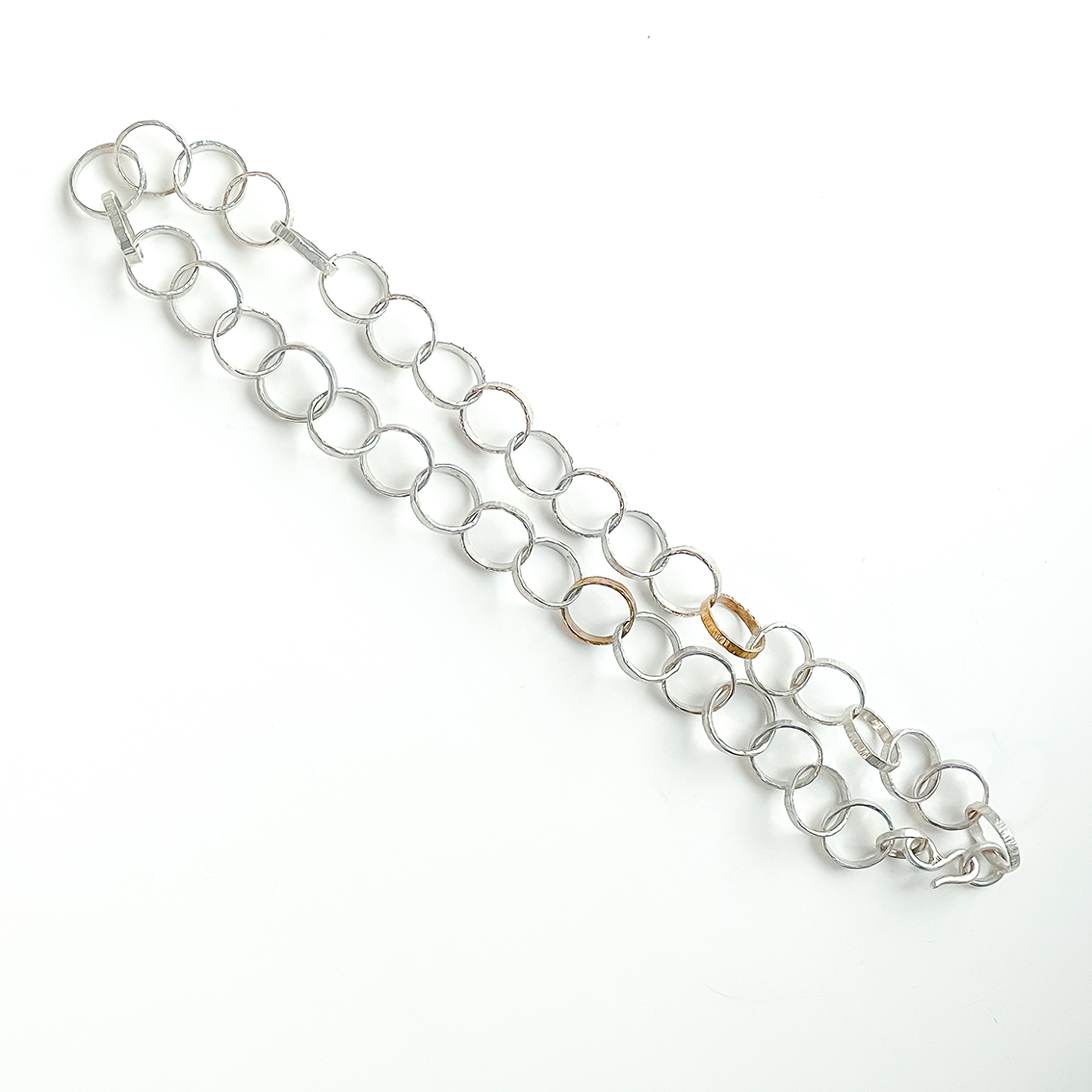 Heavy Textured Link Chain Necklace in Sterling Silver
