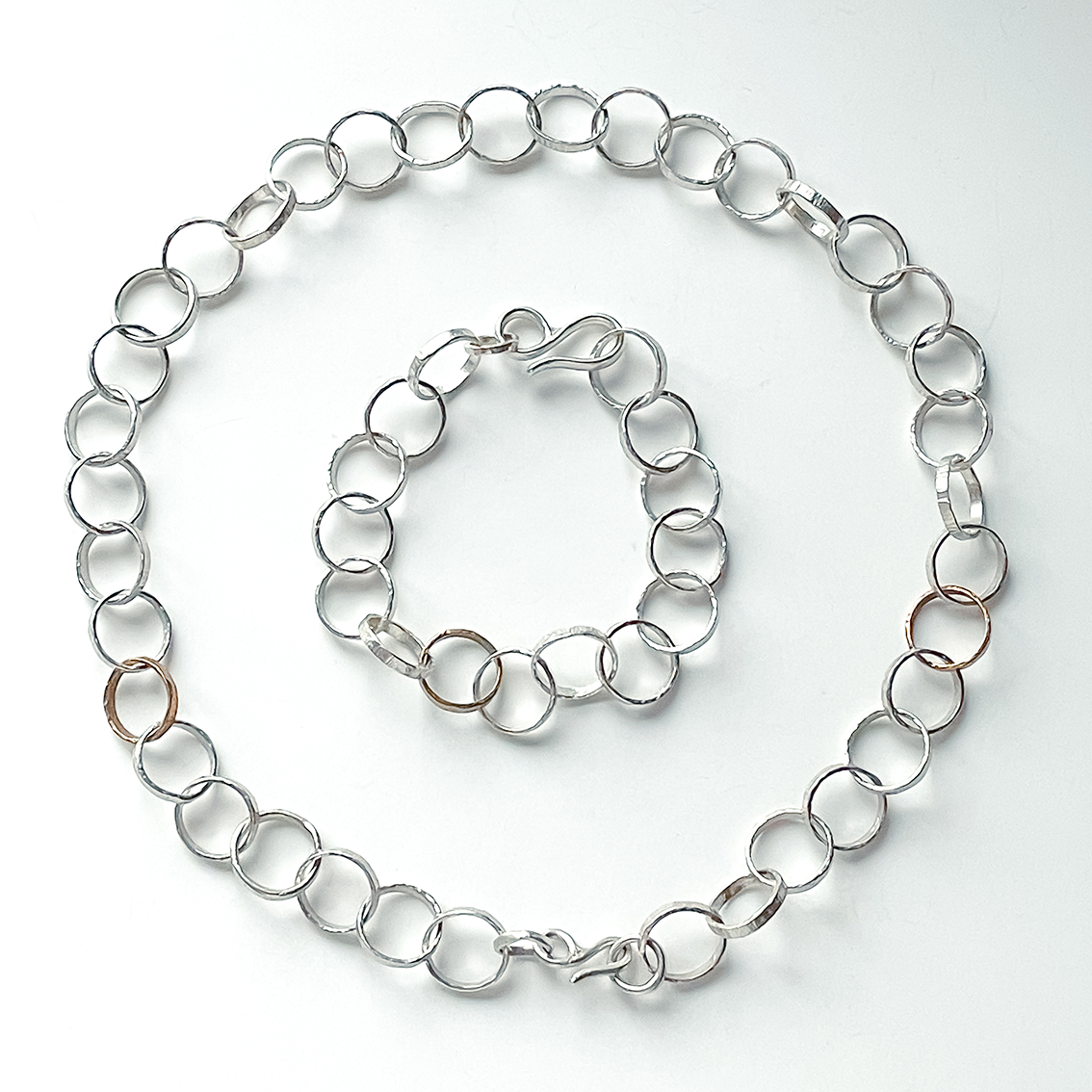 Heavy Textured Link Chain Bracelet in Sterling Silver