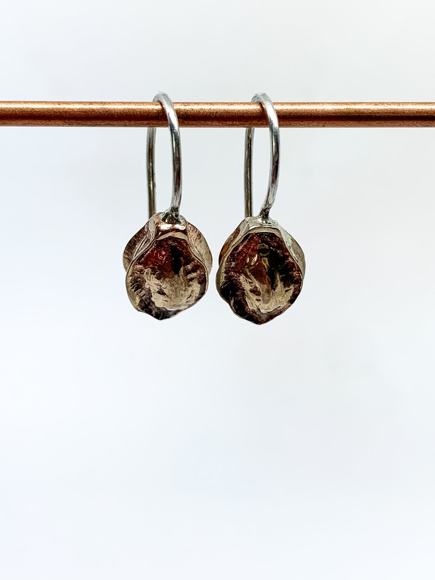 Kowhai Pod Earrings | Medium | Sterling Silver + Bronze