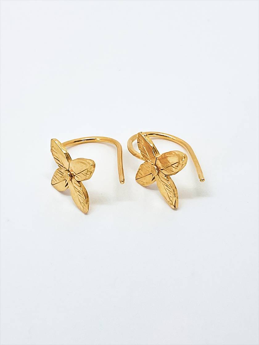 Four Petal Flower Hoop Earrings in 18ct Gold Plate